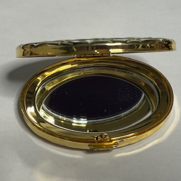 VTG Gold Tone Oval Compact Double Mirror Case 2.75"x2.25" - Picture 8 of 13